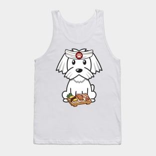 Funny white dog is a sushi chef Tank Top